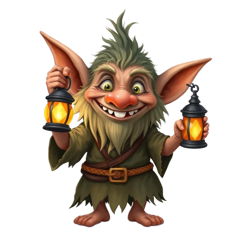 A small friendly troll — your guidebook mascot